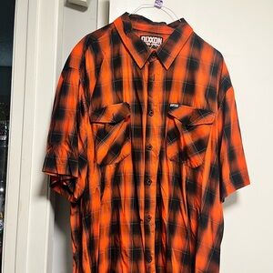 DIXXON Orange and Black Casual Button Down Shirt